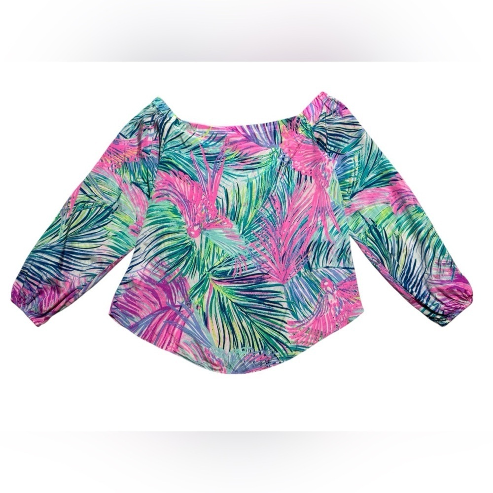 LILLY PULITZER ADIRA Multi-color Off Shoulder Silk Blouse XS - Picture 3 of 3